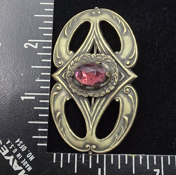 Art Nouveau Pink Sash Pin Brooch Antique - Picture 4 of 7